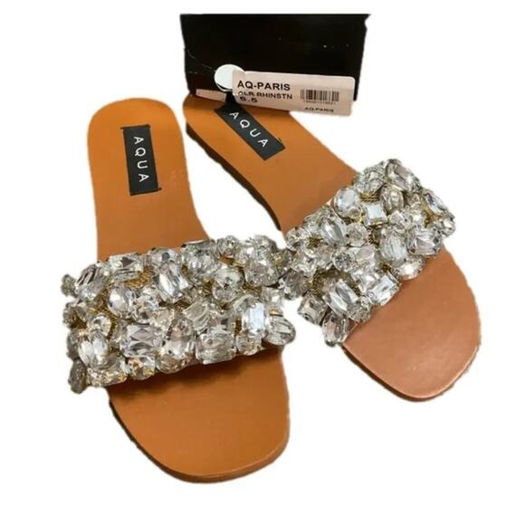 AQUA Dress Slide Sandals Women's Paris Embellished Size 6.5 NWT NIB - Picture 1 of 5